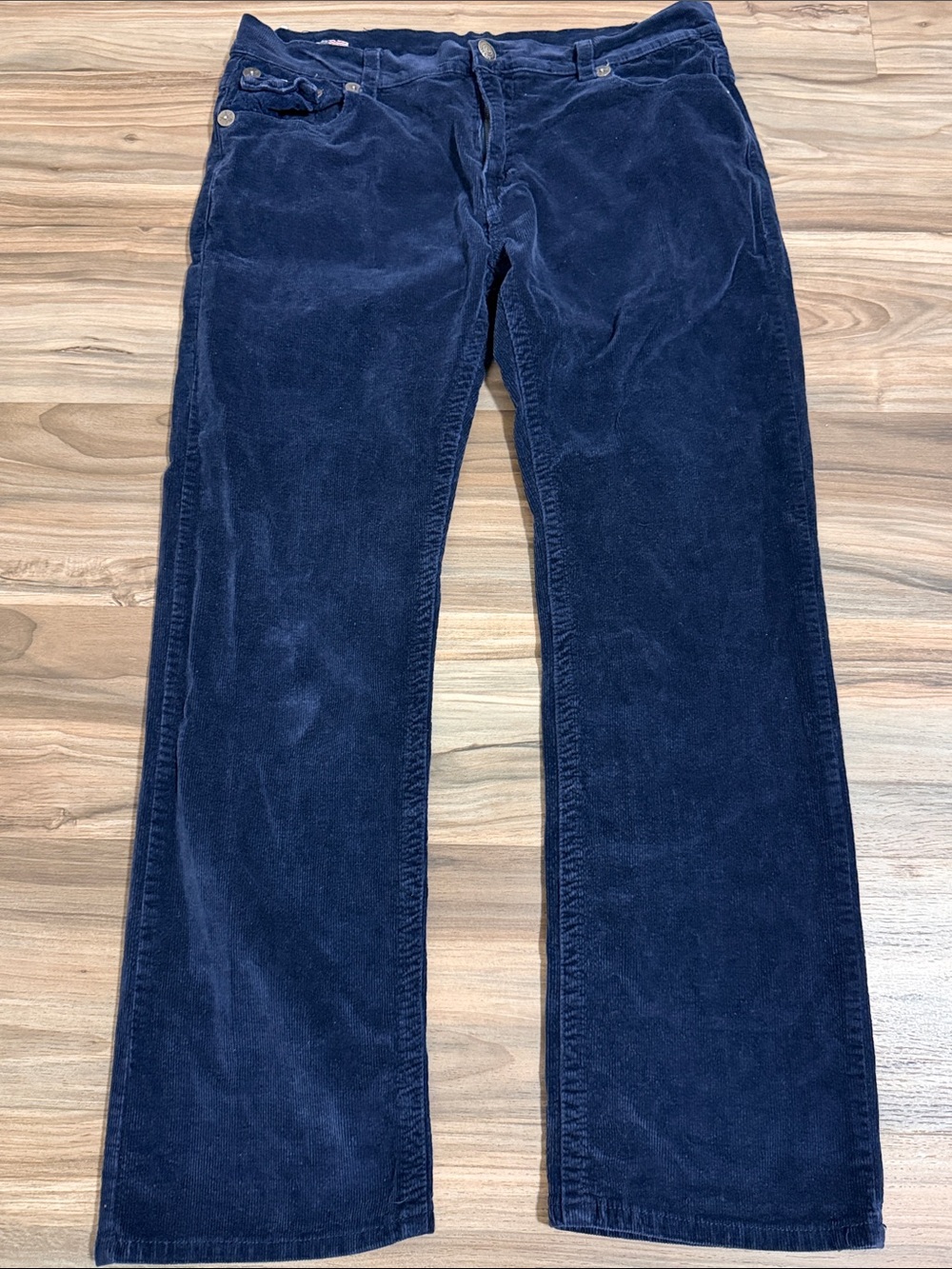 True Religion Jeans Mens Size 42 Navy Cotton Corduroy Straight Leg Classic